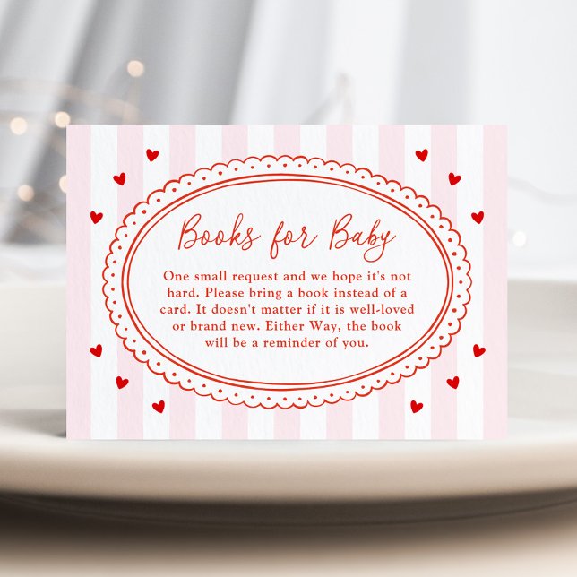 Little Sweetheart Bow Baby Shower Books for Baby Enclosure Card (Creator Uploaded)