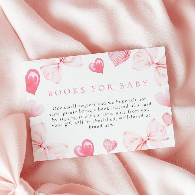 Little Sweetheart Bow Baby Shower Books for Baby Enclosure Card (Creator Uploaded)