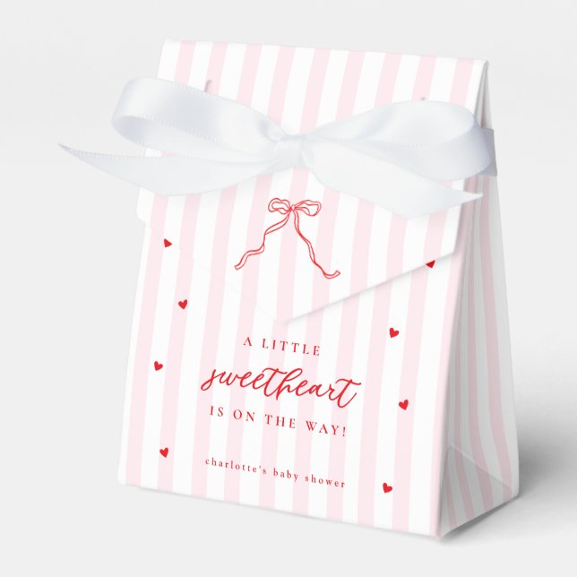Little Sweetheart Bow Baby Shower Favor Boxes (Front Side)