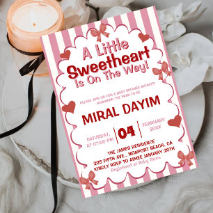 Little Sweetheart Bow Baby Shower Invitation