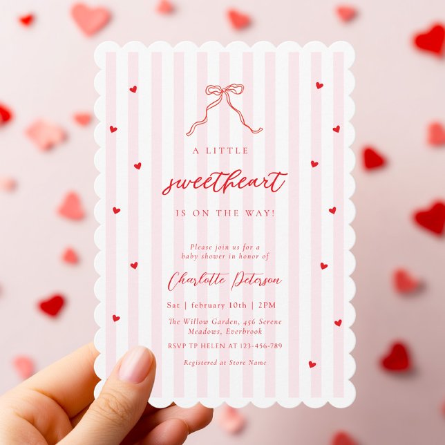 Little Sweetheart Bow Baby Shower Invitation (Creator Uploaded)
