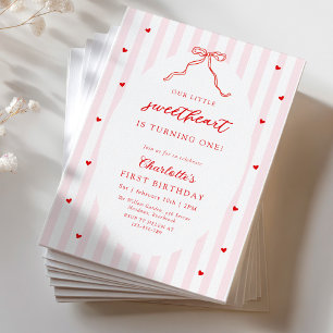 Little Sweetheart Bow Baby Shower Invitation