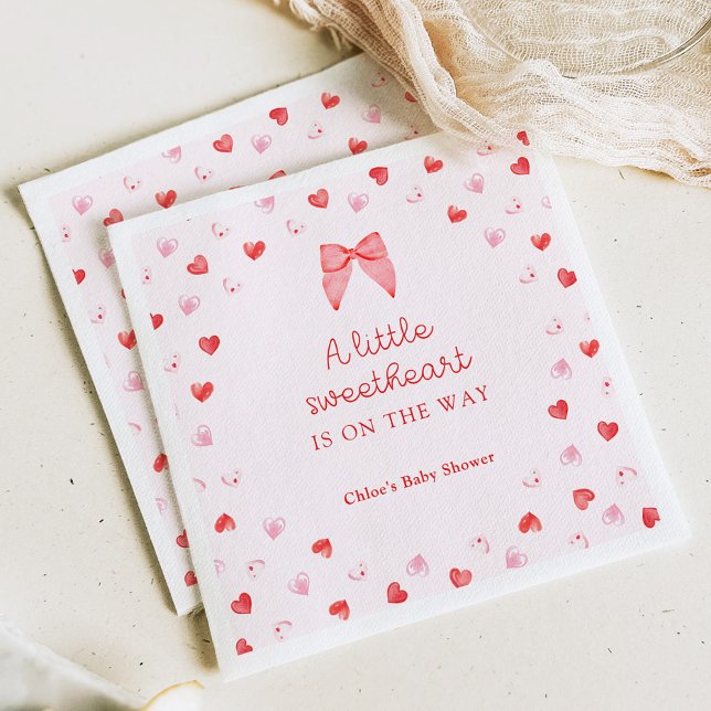 Little Sweetheart Bow Baby Shower Invitation Napkins (Creator Uploaded)