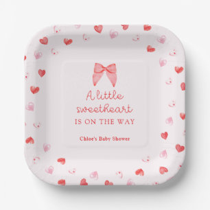 Little Sweetheart Bow Baby Shower Paper Plates