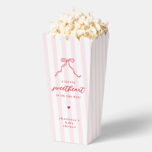 Little Sweetheart Bow Baby Shower Popcorn Boxes (Popped)