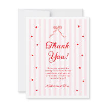 Little Sweetheart Bow Baby Shower Thank You Card