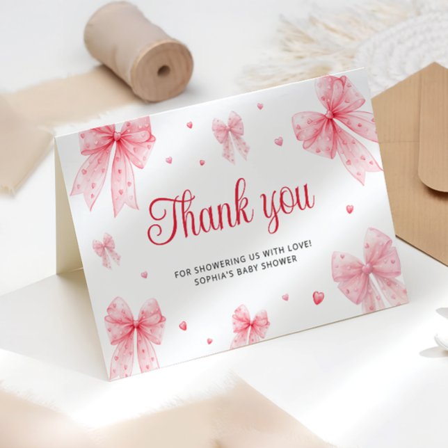 Little Sweetheart Bow Baby Shower Thank You Card (Creator Uploaded)