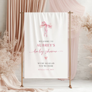 Little Sweetheart Bow Baby Shower Welcome Banner