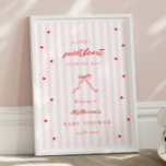Little Sweetheart Bow Baby Shower Welcome Poster<br><div class="desc">Celebrate the arrival of a little sweetheart with this adorable Valentine's-themed baby shower welcome sign poster. Featuring elegant pink stripes,  cute red hearts and a bow,   this design perfectly combines charm and sophistication.</div>