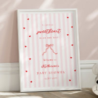 Little Sweetheart Bow Baby Shower Welcome Poster