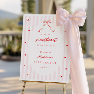 Little Sweetheart Bow Baby Shower Welcome Sign