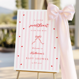 Little Sweetheart Bow Baby Shower Welcome Sign