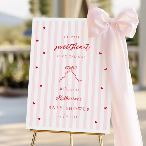 Little Sweetheart Bow Baby Shower Welcome Sign