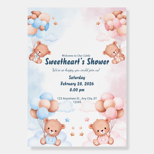 Little Sweetheart Bow Baby Shower Welcome Sign – P (Front)