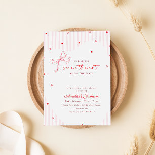 Little Sweetheart Bow Sweetheart Baby Shower Invitation