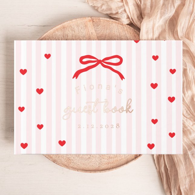 Little Sweetheart Bow Valentines Baby Shower Foil Guest Book (Creator Uploaded)