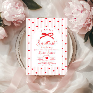 Little Sweetheart Bow Valentines Baby Shower Invitation