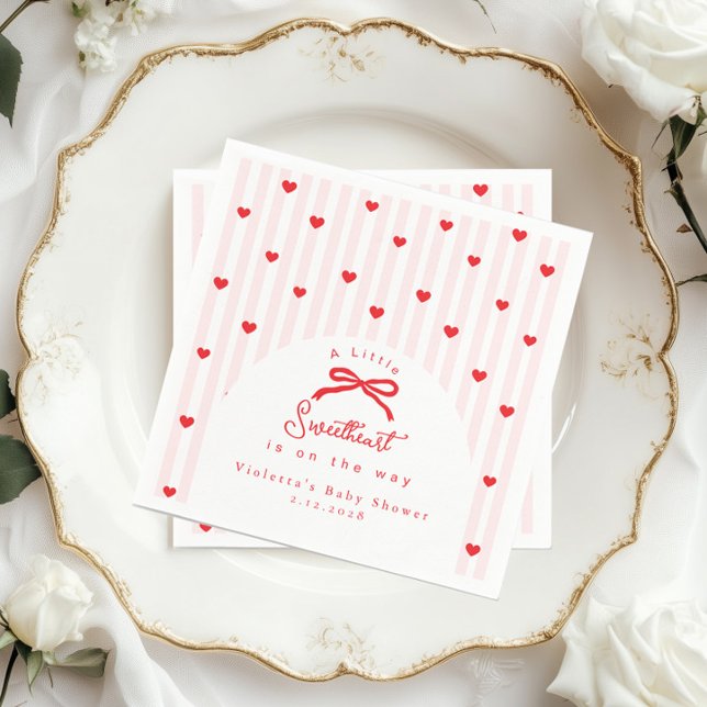 Little Sweetheart Bow Valentines Baby Shower Napkins (Creator Uploaded)
