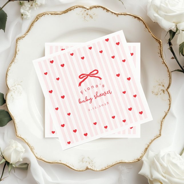 Little Sweetheart Bow Valentines Baby Shower Napkins (Creator Uploaded)