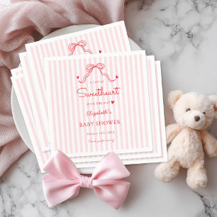 Little Sweetheart Bow Valentine's Baby Shower Napkins