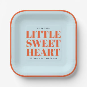 Little Sweetheart Boy 1st Birthday Paper Plates