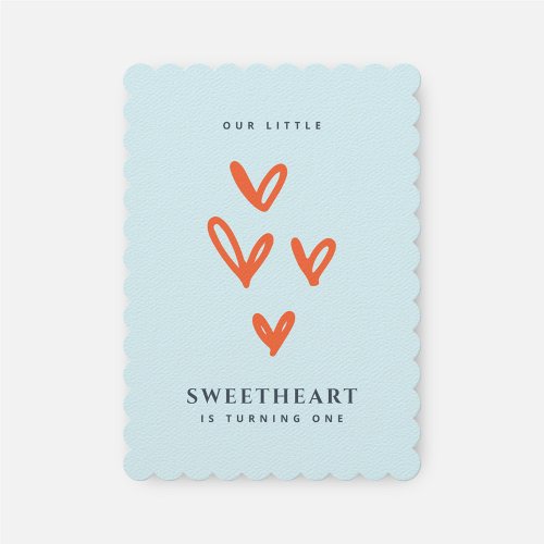 Little Sweetheart Boys First Birthday  Invitation