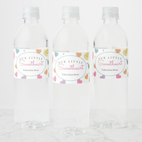 Little Sweetheart Candy February Party Decor Water Bottle Label