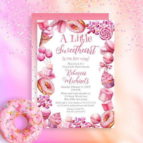 Little Sweetheart Candy Frame Virtual Baby Shower Invitation