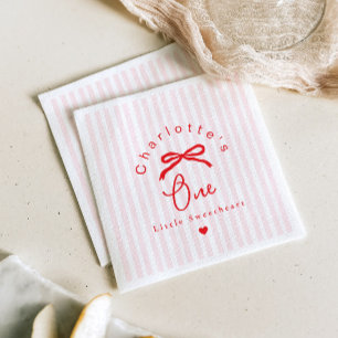 Little Sweetheart Coquette Bow 1st Birthday Napkins