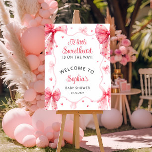 Little Sweetheart Cute Bow Baby Shower Welcome Foam Board