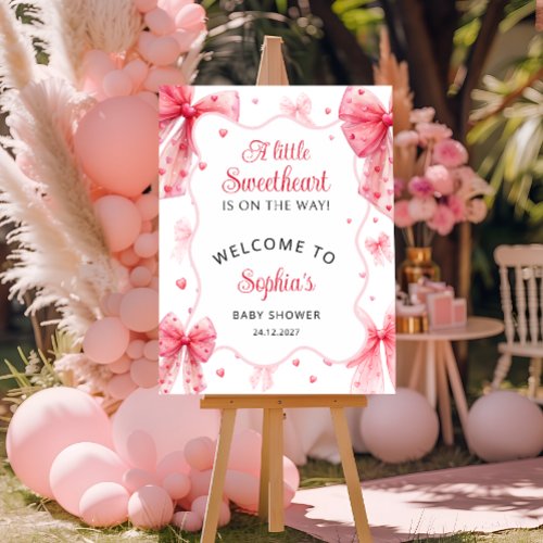 Little Sweetheart Cute Bow Baby Shower Welcome