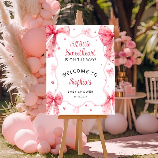 Little Sweetheart Cute Bow Baby Shower Welcome Foam Board (Creator Uploaded)