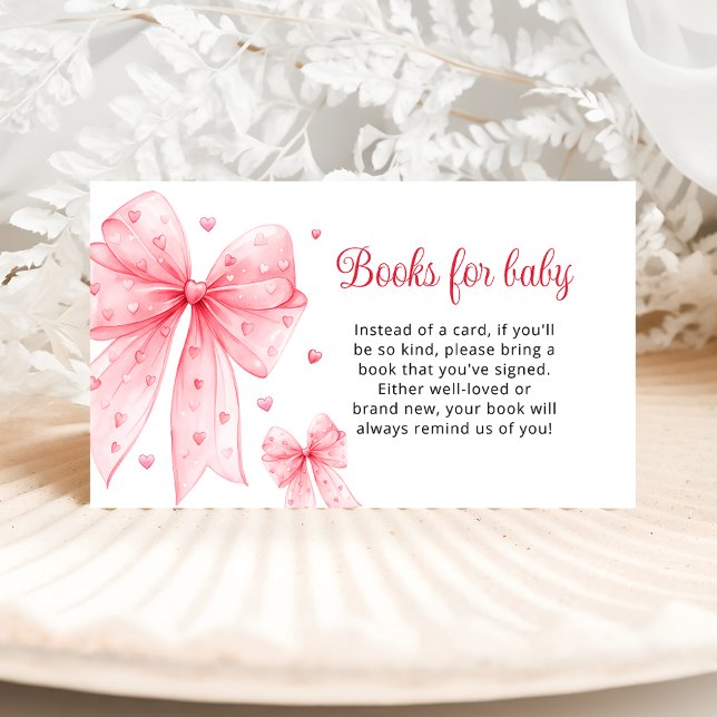 Little Sweetheart Cute Pink Bow Books for Baby Enclosure Card (Creator Uploaded)