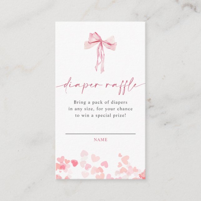 Little Sweetheart Diaper Raffle Girl Baby Shower Enclosure Card (Front)