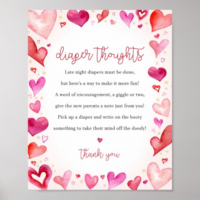 Little Sweetheart Diaper Raffle Sign (Front)