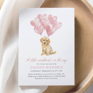 Little Sweetheart Dog Valentine's Baby Shower Invitation