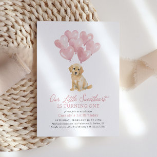 Little Sweetheart Dog Valentine's Birthday Invitation