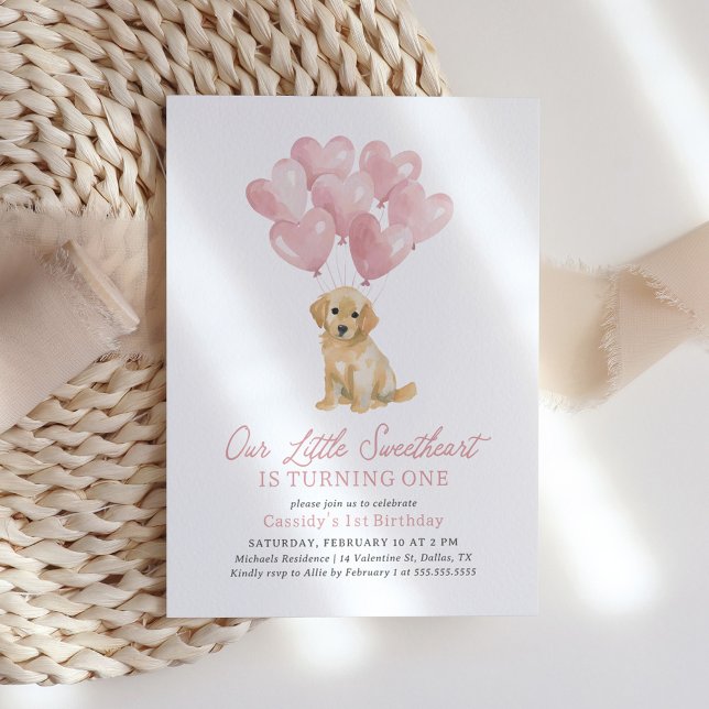 Little Sweetheart Dog Valentine's Birthday Invitation (Creator Uploaded)