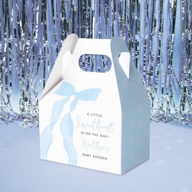 Little Sweetheart Elegant Blue Bow Baby Shower Favor Boxes (Creator Uploaded)
