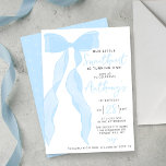 Little Sweetheart Elegant Blue Bow Birthday Party Invitation