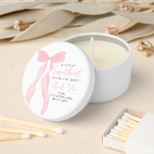 Little Sweetheart Elegant Pink Bow Baby Shower Mini Candle Favors