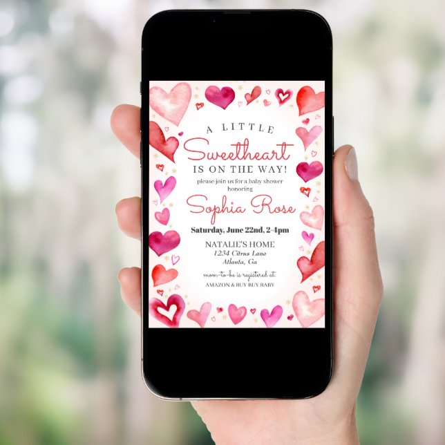 Little Sweetheart February baby shower for Girl Invitation (Front Digital)