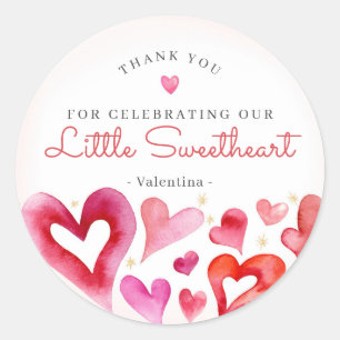 Little Sweetheart February Party Favor Classic Round Sticker