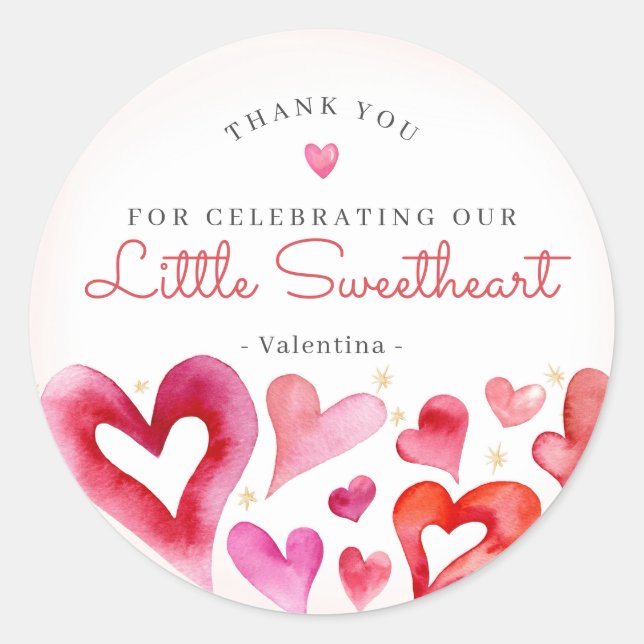 Little Sweetheart February Party Favor Classic Round Sticker (Front)
