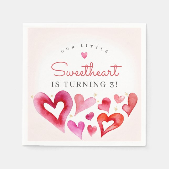 Little Sweetheart February Party Napkins (Front)