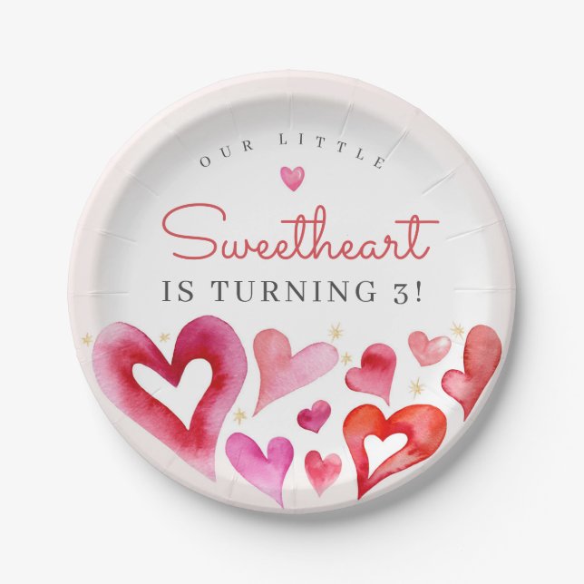 Little Sweetheart February Party Paper Plates (Front)
