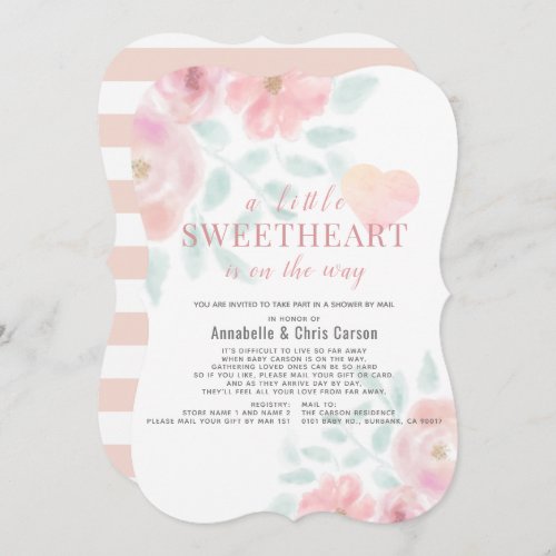 Little Sweetheart Floral Baby Shower by Mail Invitation