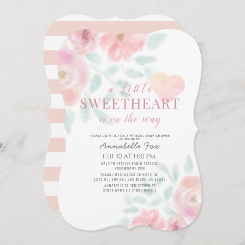 Little Sweetheart Floral Virtual Baby Shower Invitation