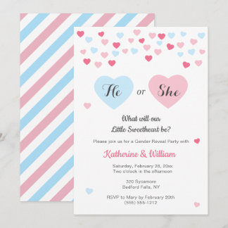 Little Sweetheart Gender Reveal Invite, Valentine Invitation