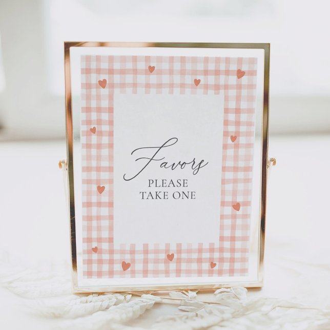 Little Sweetheart Gingham Baby Shower Favors Sign (Creator Uploaded)